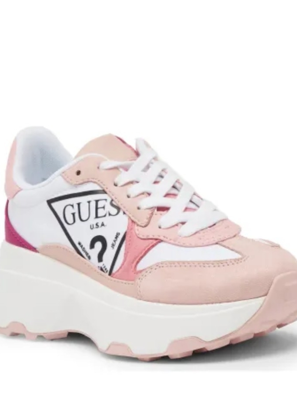 NWT! GUESS Women's PINK/WHITE Platform Fashion Sneakers Sz 10M